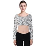 Embrace The Magic Inspirational Phrase Pattern Velvet Long Sleeve Crop Top