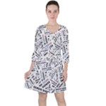 Embrace The Magic Inspirational Phrase Pattern Quarter Sleeve Ruffle Waist Dress