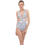 Embrace The Magic Inspirational Phrase Pattern Halter Front Plunge Swimsuit