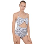 Embrace The Magic Inspirational Phrase Pattern Scallop Top Cut Out Swimsuit