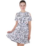 Embrace The Magic Inspirational Phrase Pattern Short Sleeve Shoulder Cut Out Dress 