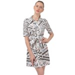 Embrace The Magic Inspirational Phrase Pattern Belted Shirt Dress