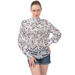 Embrace The Magic Inspirational Phrase Pattern High Neck Long Sleeve Chiffon Top