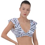 Embrace The Magic Inspirational Phrase Pattern Plunge Frill Sleeve Bikini Top