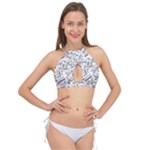 Embrace The Magic Inspirational Phrase Pattern Cross Front Halter Bikini Top