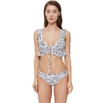 Embrace The Magic Inspirational Phrase Pattern Low Cut Ruffle Edge Bikini Set