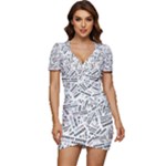 Embrace The Magic Inspirational Phrase Pattern Low Cut Cap Sleeve Mini Dress