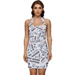 Embrace The Magic Inspirational Phrase Pattern Sleeveless Wide Square Neckline Ruched Bodycon Dress