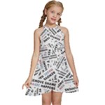 Embrace The Magic Inspirational Phrase Pattern Kids  Halter Collar Waist Tie Chiffon Dress