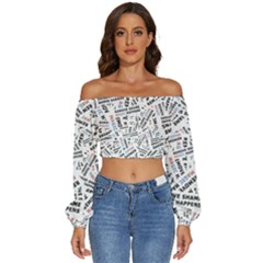 Long Sleeve Crinkled Weave Crop Top 