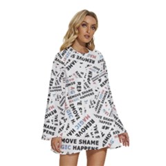 Round Neck Long Sleeve Bohemian Style Chiffon Mini Dress 