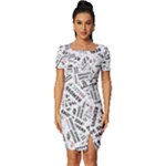 Embrace The Magic Inspirational Phrase Pattern Fitted Knot Split End Bodycon Dress