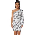 Embrace The Magic Inspirational Phrase Pattern Long Sleeve One Shoulder Mini Dress