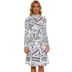 Embrace The Magic Inspirational Phrase Pattern Long Sleeve Shirt Collar A-Line Dress