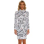 Embrace The Magic Inspirational Phrase Pattern Long Sleeve Shirt Collar Bodycon Dress