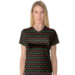 Geometric Abstract Pattern Line V-Neck Sport Mesh T-Shirt