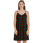 Geometric Abstract Pattern Line Mini Camis Dress With Pockets