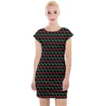 Geometric Abstract Pattern Line Cap Sleeve Bodycon Dress