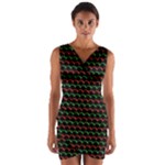 Geometric Abstract Pattern Line Wrap Front Bodycon Dress