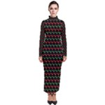 Geometric Abstract Pattern Line Turtleneck Maxi Dress