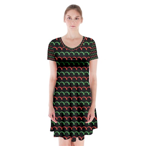 Geometric Abstract Pattern Line Short Sleeve V