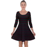 Geometric Abstract Pattern Line Quarter Sleeve Skater Dress