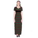 Geometric Abstract Pattern Line Short Sleeve Maxi Dress