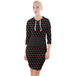 Geometric Abstract Pattern Line Quarter Sleeve Hood Bodycon Dress