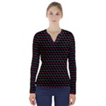 Geometric Abstract Pattern Line V-Neck Long Sleeve Top