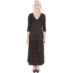 Geometric Abstract Pattern Line Quarter Sleeve Wrap Maxi Dress