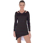 Geometric Abstract Pattern Line Asymmetric Cut-Out Shift Dress