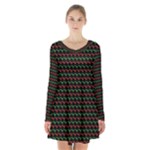 Geometric Abstract Pattern Line Long Sleeve Velvet V-neck Dress