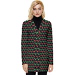 Geometric Abstract Pattern Line Button Up Hooded Coat 