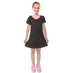 Geometric Abstract Pattern Line Kids  Short Sleeve Velvet Dress from ArtsNow.com