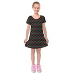 Geometric Abstract Pattern Line Kids  Short Sleeve Velvet Dress