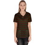 Geometric Abstract Pattern Line Women s V-Neck Scrub Top