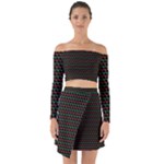 Geometric Abstract Pattern Line Off Shoulder Top with Skirt Set