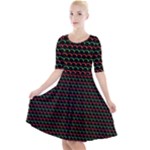 Geometric Abstract Pattern Line Quarter Sleeve A-Line Dress