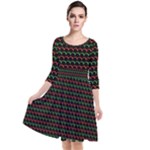 Geometric Abstract Pattern Line Quarter Sleeve Waist Band Dress