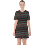 Geometric Abstract Pattern Line Sixties Short Sleeve Mini Dress