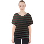 Geometric Abstract Pattern Line V-Neck Dolman Drape Top