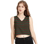 Geometric Abstract Pattern Line V-Neck Cropped Tank Top