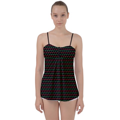 Geometric Abstract Pattern Line Babydoll Tankini Top from ArtsNow.com