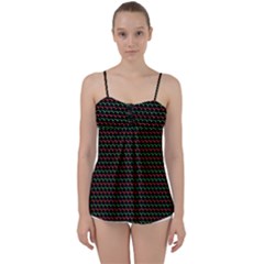 Geometric Abstract Pattern Line Babydoll Tankini Top from ArtsNow.com