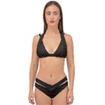 Geometric Abstract Pattern Line Double Strap Halter Bikini Set