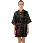 Geometric Abstract Pattern Line Half Sleeve Satin Kimono 