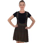 Geometric Abstract Pattern Line Velvet Suspender Skater Skirt