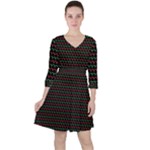 Geometric Abstract Pattern Line Quarter Sleeve Ruffle Waist Dress