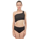 Geometric Abstract Pattern Line Spliced Up Two Piece Swimsuit