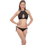 Geometric Abstract Pattern Line Cross Front Halter Bikini Set